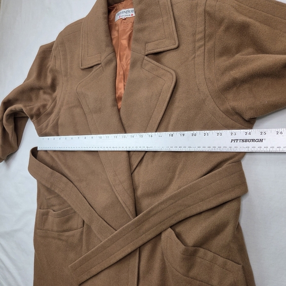 VTG Yves Saint Laurent Rive Gauche Wool Wrap Coat Camel Brown Belted EU 36 US 4 - Picture 12 of 16